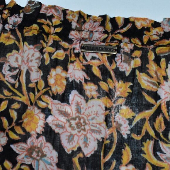 Billabong Sun Fire Printed Boho Peasant Long Sleeve Tassel Tie Top Size S - Picture 15 of 16